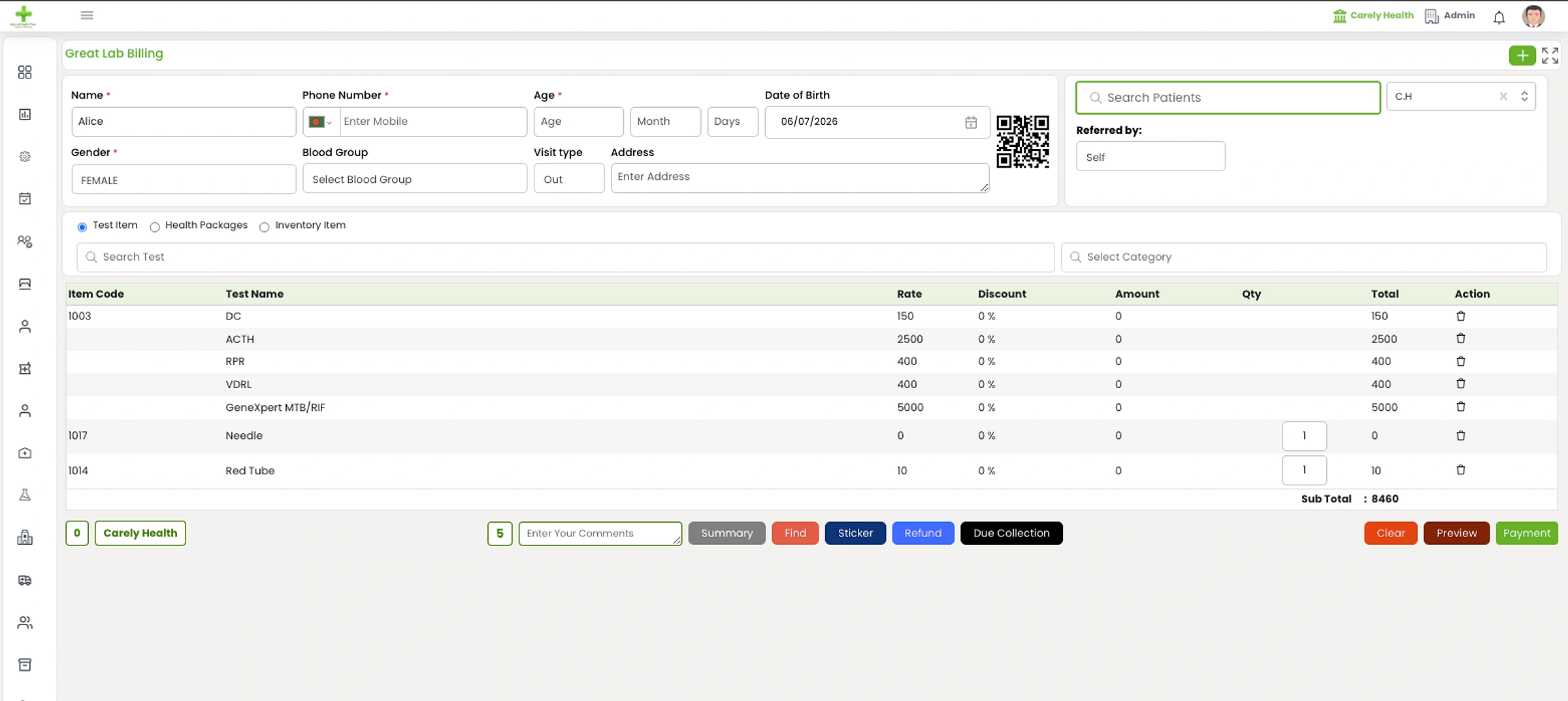 GreatClinic product interface